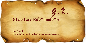 Glazius Kálmán névjegykártya